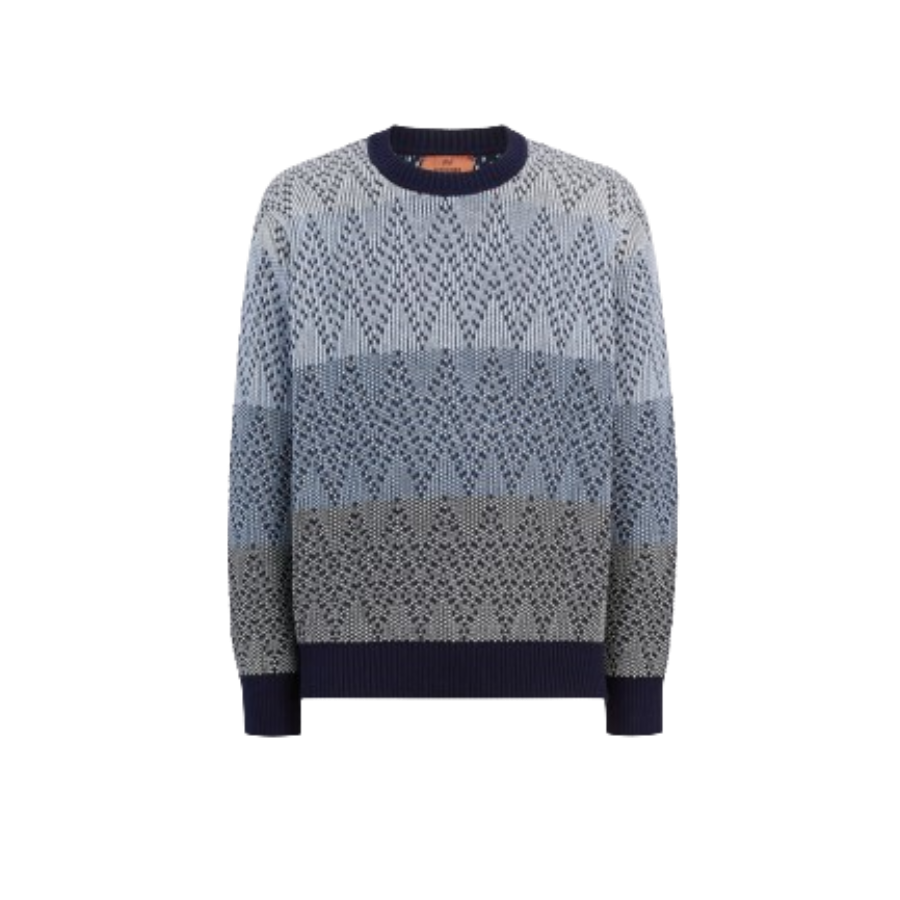 Cotton zigzag crew-neck sweater