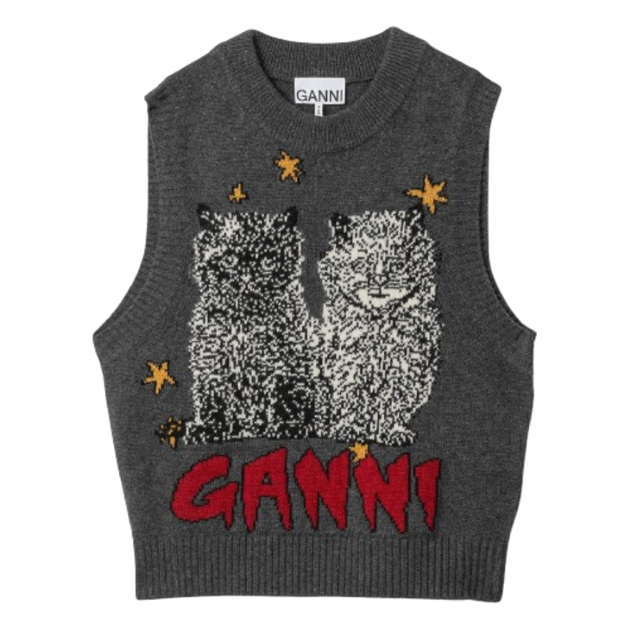 Gilet Gris avec Graphique de Chats