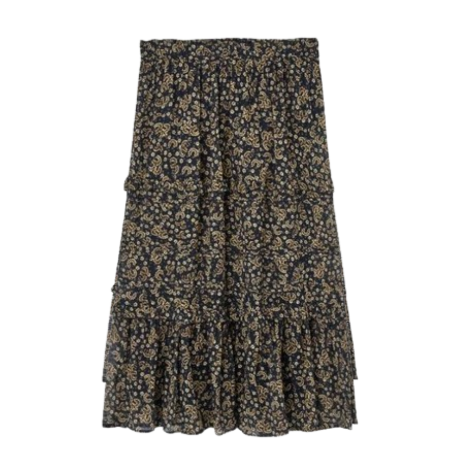 Black printed women's skirt in grey